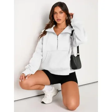 Chic AUTOMET Women's Half Zip Cropped Pullover Sweatshirt
