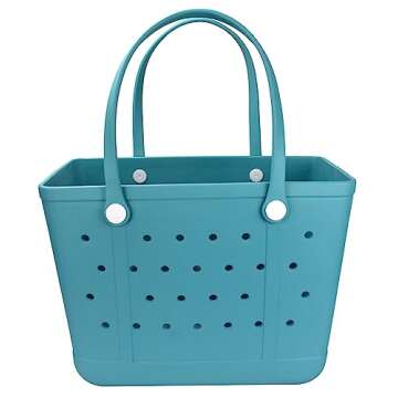 Addoklm Beach Bag, Rubber X Large Tote Bag for Waterproof, Washable and Durable Open Handbag for Boa...