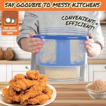 COOK'S CHOICE The Original Better Breader Bowl All-in-One Mess-Free Batter Breading Station - Pour in Seasonings, Add Meat or Veggies & Shake for Perfect Coating - Great for Super Bowl Party Prep