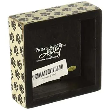 Primitives by Kathy 21490 Pawprint Trimmed Box Sign,Wood, Paper, 5" Square, Dog Can Have a Better Life , White