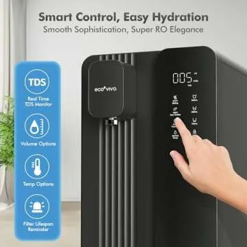 Ecoviva MATE4 UV Countertop Reverse Osmosis Water Filter System, 4 Temperature Options, 7 Stages Instant Hot RO Water Filtration System, 3:1 Pure to Drain, TDS & Filter Life Monitor, (Black & Grey)