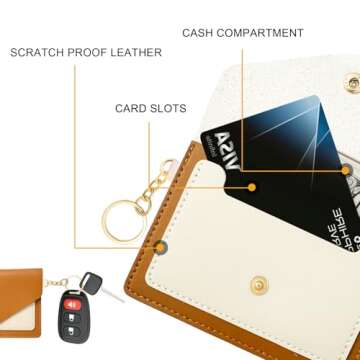 Stylish OHKYOOT Leather Wristlet Keychain with Mini Wallet