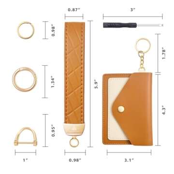Stylish OHKYOOT Leather Wristlet Keychain with Mini Wallet