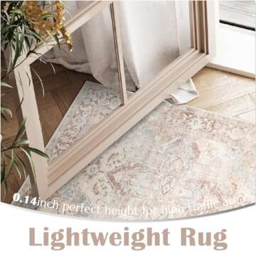 jinchan Runner Rug 2x6 Washable Hallway Rug Indoor Boho Brick Red Vintage Kitchen Ultra-Thin Floral Non Slip Floor Cover Accent Carpet for Bathroom Laundry Room Bedroom