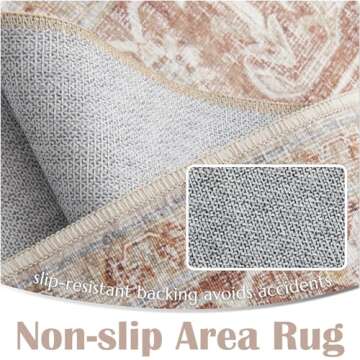 jinchan Runner Rug 2x6 Washable Hallway Rug Indoor Boho Brick Red Vintage Kitchen Ultra-Thin Floral Non Slip Floor Cover Accent Carpet for Bathroom Laundry Room Bedroom