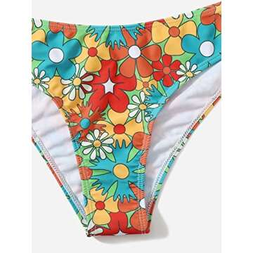 SOLY HUX Women's Spaghetti Strap Floral Print Bikini Bathing Suit 2 Piece Swimsuits Multicoloured Floral XS