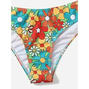 SOLY HUX Women's Spaghetti Strap Floral Print Bikini Bathing Suit 2 Piece Swimsuits Multicoloured Floral XS