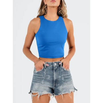 EFAN Women's Sexy Sleeveless High Neck Crop Top