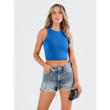 EFAN Women's Sexy Sleeveless High Neck Crop Top