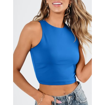 EFAN Women's Sexy Sleeveless High Neck Crop Top