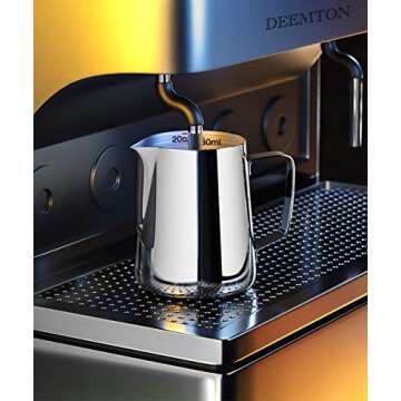 Milk Frothing Pitcher, Stainless Steel Latte Art Creamer Cup The Best Milk Frother Steamer Cup Stainless Steel Coffee Milk Frothing Cup,Coffee Steaming Pitcher 20oz/500ml (20 oz)