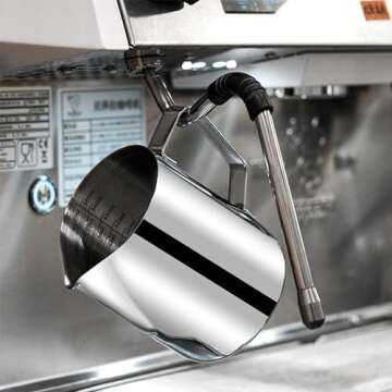 Milk Frothing Pitcher, Stainless Steel Latte Art Creamer Cup The Best Milk Frother Steamer Cup Stainless Steel Coffee Milk Frothing Cup,Coffee Steaming Pitcher 20oz/500ml (20 oz)