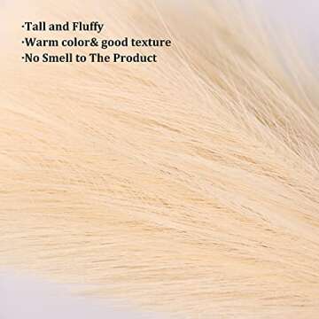 EVODIS Faux Pampas Grass, 18"/45cm Artificial Pampas Grass Fluffy 6 Stem pompous Grass Flower Arrangement for Boho Home Wedding Decoration (Beige)