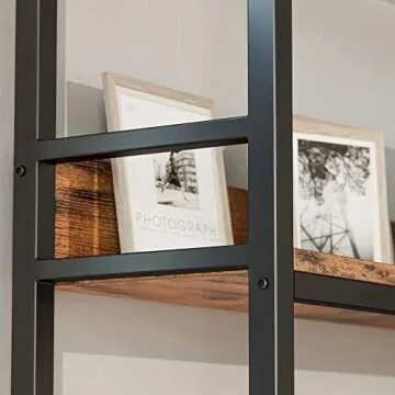 IRONCK Industrial Bookshelves 5 Tiers Corner Bookcases with Baffles Etagere Shelf Storage Rack with Metal Frame for Living Room Home Office