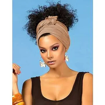 Harewom Head Scarves Wrap Turban for Black Women Long Lightweight Fashion Solid Color Hijab Jersey Headband for Braids Camel