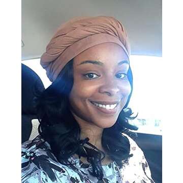 Harewom Head Scarves Wrap Turban for Black Women Long Lightweight Fashion Solid Color Hijab Jersey Headband for Braids Camel