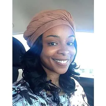 Harewom Head Scarves Wrap Turban for Black Women Long Lightweight Fashion Solid Color Hijab Jersey Headband for Braids Camel