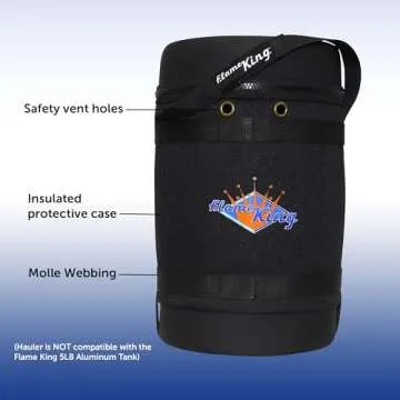 Flame King Gas Hauler for 5LB Propane Tank - Insulated Protective Carry Case for Camping and Outdoor Adventures