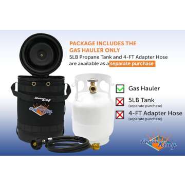 Flame King Gas Hauler for 5LB Propane Tank - Insulated Protective Carry Case for Camping and Outdoor Adventures