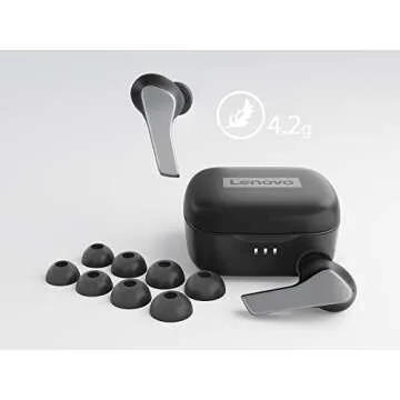 Lenovo Smart True Wireless Earbuds - Smart Switch Fast Pair - Active Noise Cancelling Earphones with Wireless Charging Case - 28 Hrs Playtime Headphones - 6 Built-in Mics - Bluetooth - Black