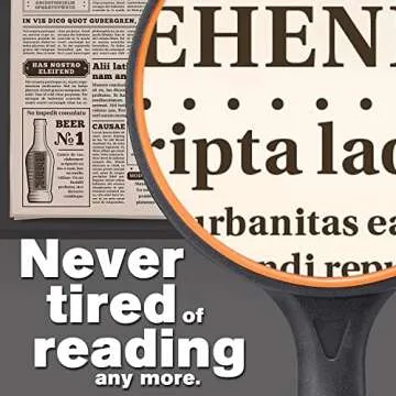 Dicfeos Magnifying Glass 10X Handheld Reading Magnifier with Cleaning Cloth-100MM Large Magnifying Lens with Non-Slip Soft Handle for Seniors Book Newspaper Reading and Kids Nature Hobby Exploration