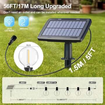 Quntis 56FT Solar String Lights for Outside, USB C & Solar Powered Outdoor Lights with Remote, Water...