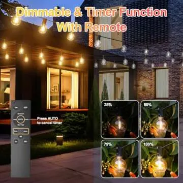Quntis 56FT Solar String Lights for Outside, USB C & Solar Powered Outdoor Lights with Remote, Waterproof & 4 Light Modes Hanging Solar Lights with 25+2 Shatterproof LED Bulbs for Backyard Patio