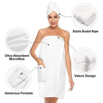 Orrpally Women Shower Wrap Robe Adjustable Bathrobe