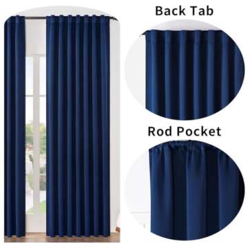 Joydeco Blackout Curtains 96 Inches Long, Thermal Insulated Black Out Curtains 2 Panels Set for Bedr...