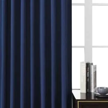 Joydeco Blackout Curtains 96 Inches Long, Thermal Insulated Black Out Curtains 2 Panels Set for Bedroom, Room Darkening Drapes for Living Room Window (W37 x L96 Inch, Navy Blue)