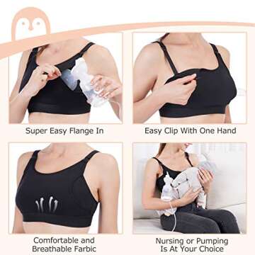 Momcozy Pumping Bra Hands Free 2 Pack Comfortable All Day Wear Pumping and Nursing Bra in One Holdin...