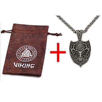 GuoShuang Men Double Side Viking Deer Sekira Legendary Aegishjalmur Amulet Nordic Talisman pegan Pendant Necklace