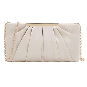 CHARMING TAILOR Clutch Evening Bag Elegant Pleated Satin Clutch Formal Party Handbag Classy Purse fo...