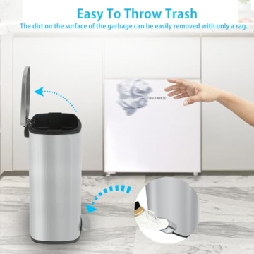 Stainless Steel Kitchen Trash Can with Foot Pedal