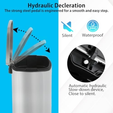 Stainless Steel Kitchen Trash Can with Foot Pedal