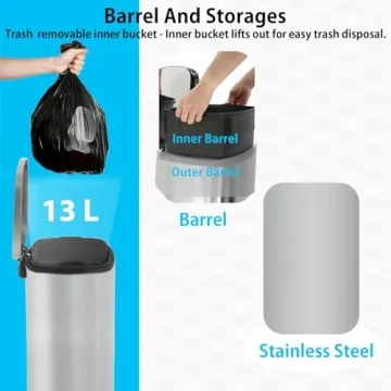 Stainless Steel Kitchen Trash Can with Foot Pedal