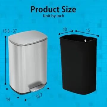 Stainless Steel Kitchen Trash Can with Foot Pedal
