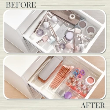 STORi SimpleSort Drawer Organizer Bins 6 pc Set, Multi-size, Bathroom Organizers and Storage, Makeup Organizer, Desk Organizer, Vanity Organizer, Clear Organizing Containers, Made in USA