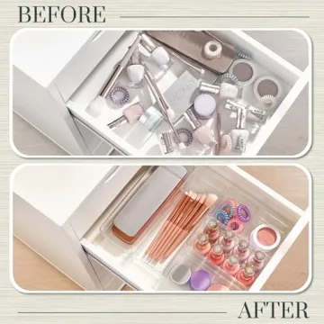 STORi SimpleSort Drawer Organizer Bins 6 pc Set, Multi-size, Bathroom Organizers and Storage, Makeup Organizer, Desk Organizer, Vanity Organizer, Clear Organizing Containers, Made in USA