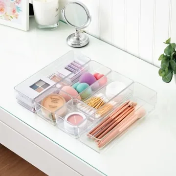 STORi SimpleSort Drawer Organizer Bins 6 pc Set, Multi-size, Bathroom Organizers and Storage, Makeup Organizer, Desk Organizer, Vanity Organizer, Clear Organizing Containers, Made in USA