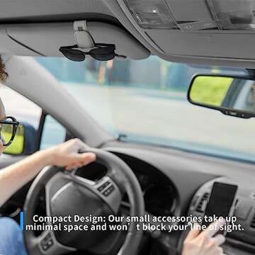 Yuoyar 2 Packs Magnetic Sunglass Holder for Car Visor - Universal Sunglasses Clip for Different Size Eyeglasses - Convenient Interior Car Accessories (2, Grey)