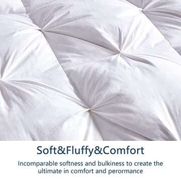URBANLIFE Pinch Pleat Down Comforter King White - Goose Down and Feather Comforter Duvet Insert 106x90 inches，1200TC 100% Cotton Fabric 750+ Fill Power with 8 Tabs