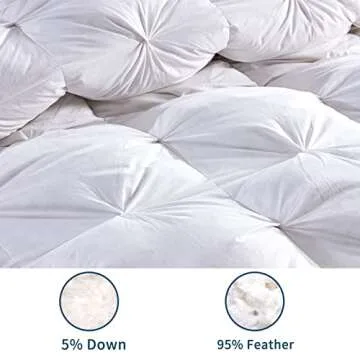 URBANLIFE Pinch Pleat Down Comforter King White - Goose Down and Feather Comforter Duvet Insert 106x90 inches，1200TC 100% Cotton Fabric 750+ Fill Power with 8 Tabs