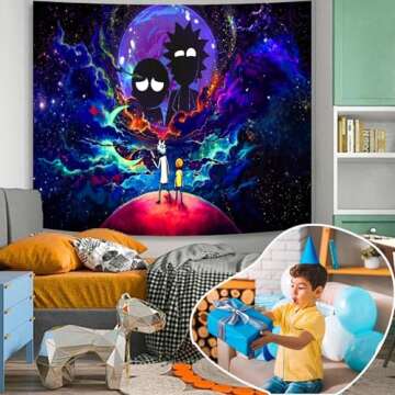 Atrippy Anime Wall Tapestry for Bedroom, Trip-py Posters Space Wall Tapestry for Men, Cool Black Aes...