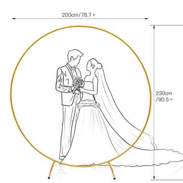 Round Gold Metal Balloon Arch kit, Large Balloon Arch Backdrop Stand, for Birthday, Wedding, Graduation Party and Baby Shower Photo Background Decoration