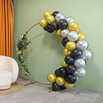 Round Gold Metal Balloon Arch kit, Large Balloon Arch Backdrop Stand, for Birthday, Wedding, Graduation Party and Baby Shower Photo Background Decoration