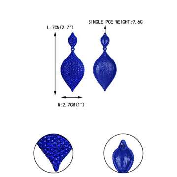 EVER FAITH Prom Ear Jewelry Rhinestone Crystal Rhombus Leaf Drop Pierced Earrings Royal Blue Blue-Tone