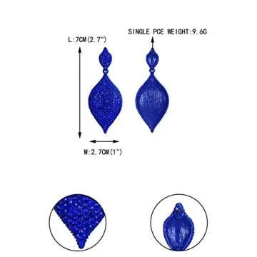 EVER FAITH Prom Ear Jewelry Rhinestone Crystal Rhombus Leaf Drop Pierced Earrings Royal Blue Blue-Tone