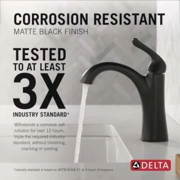 Delta Faucet Arvo Matte Black Bathroom Faucet, Single Hole Bathroom Faucet Black, Single Handle Bath...