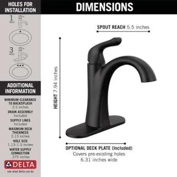 Delta Arvo Matte Black Bathroom Faucet - Stylish & Efficient